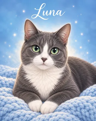 Portrait Gifts for Cat Moms portrait example