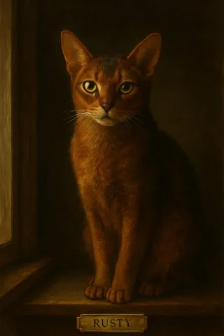 Abyssinian pet portrait in Classic Oil style (example)