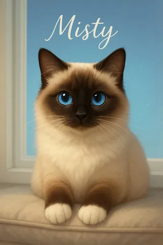 Birman Cat pet portrait in Sparkle style (example)
