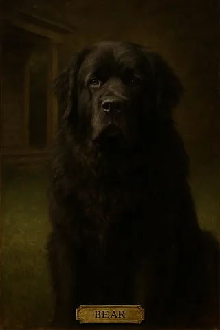 Newfoundland pet portrait in Classic Oil style (example)