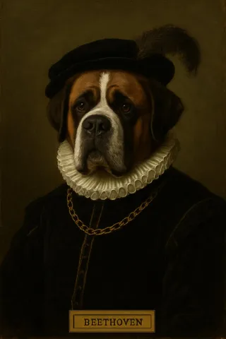 Saint Bernard pet portrait in Renaissance Noble style (example)