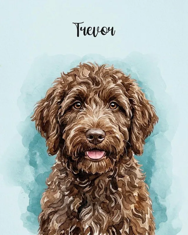 Watercolor Blue pet portrait example