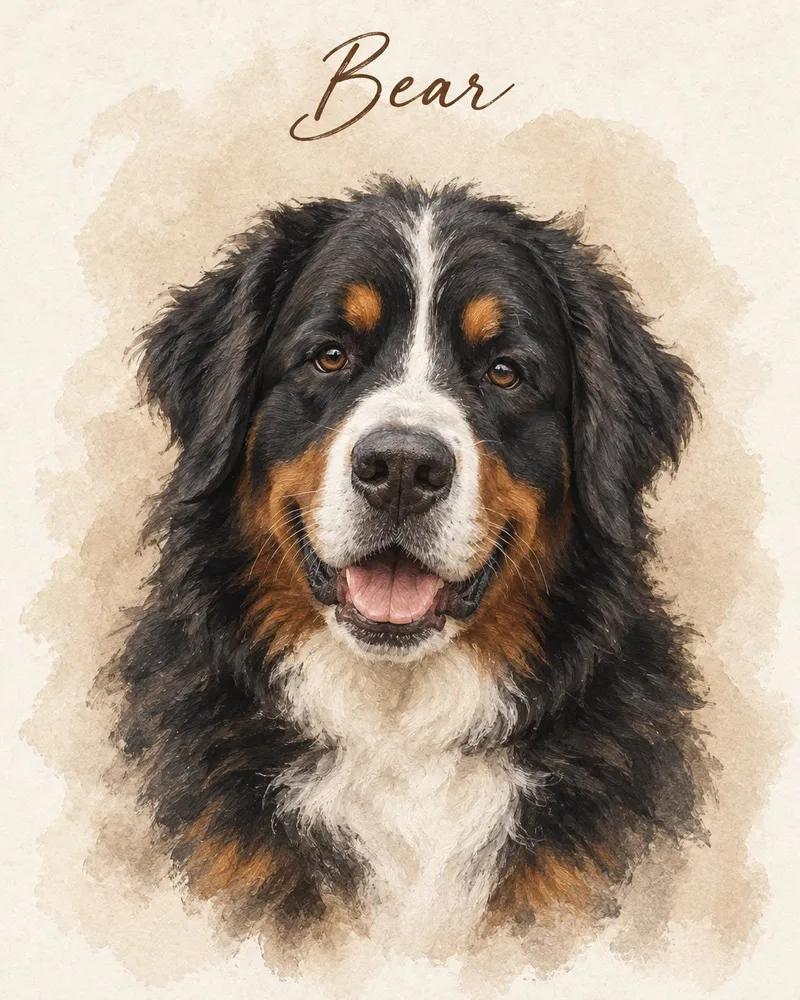 Watercolor Earthy pet portrait