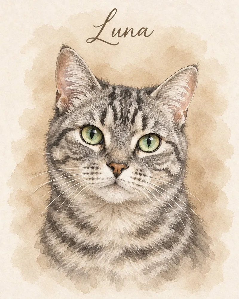 Watercolor Earthy pet portrait