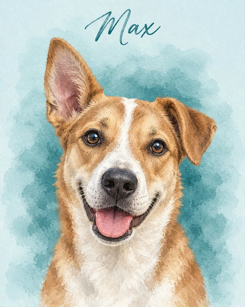 Watercolor Blue pet portrait