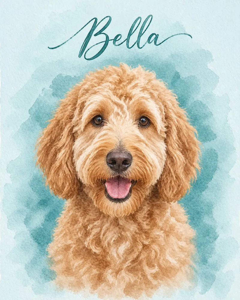 Watercolor Blue pet portrait