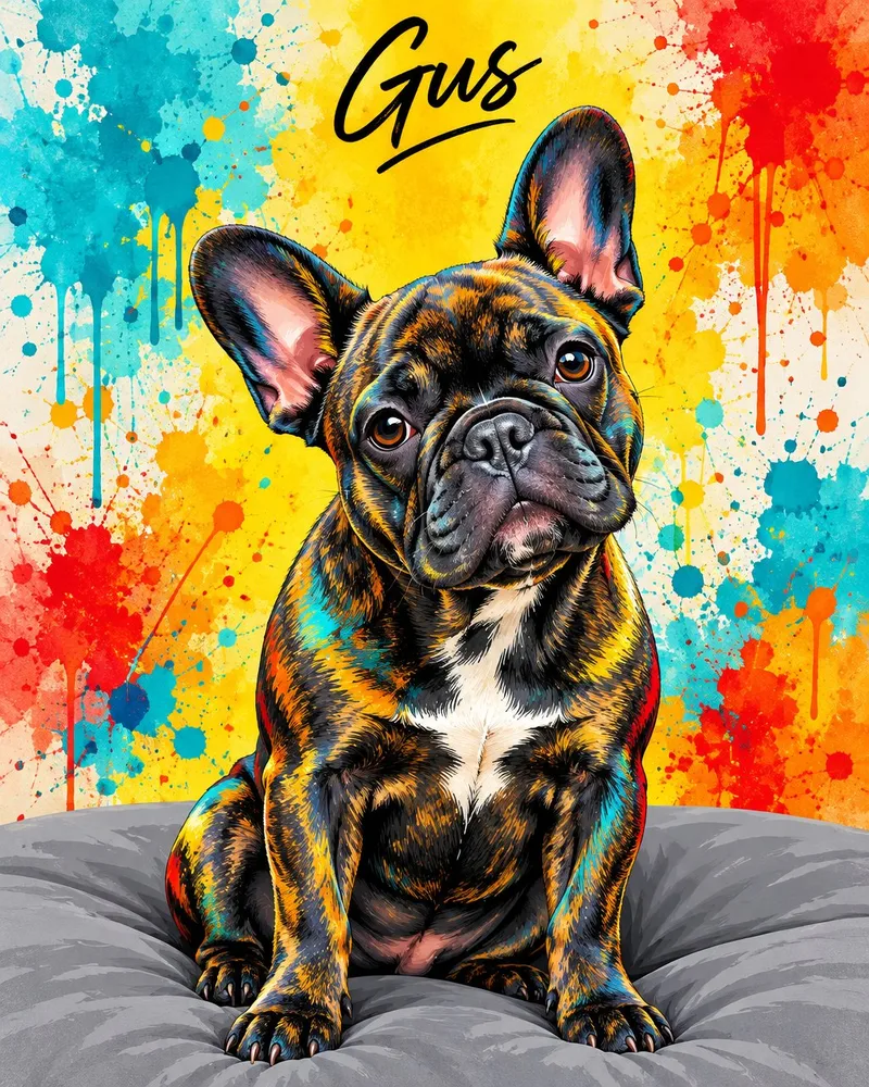 French Bulldog portrait in the Pop style