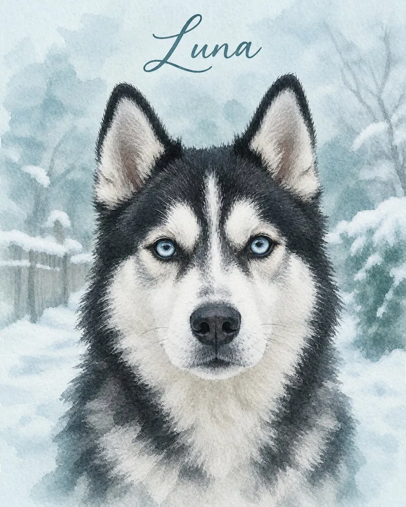 Watercolor Blue pet portrait