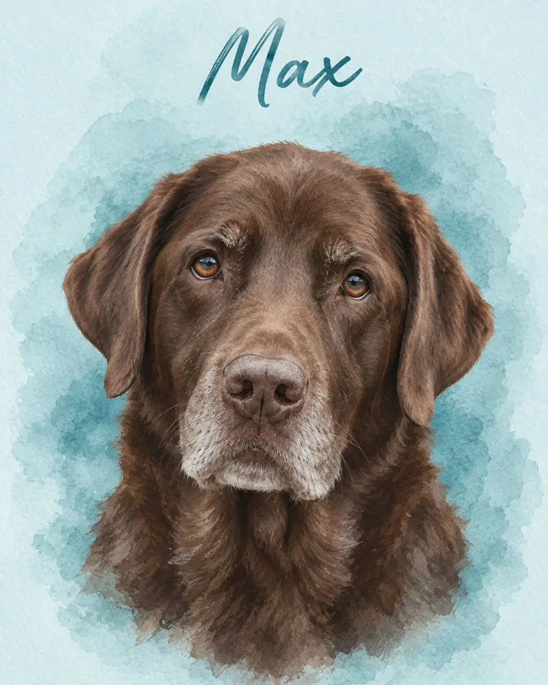 Watercolor Blue pet portrait