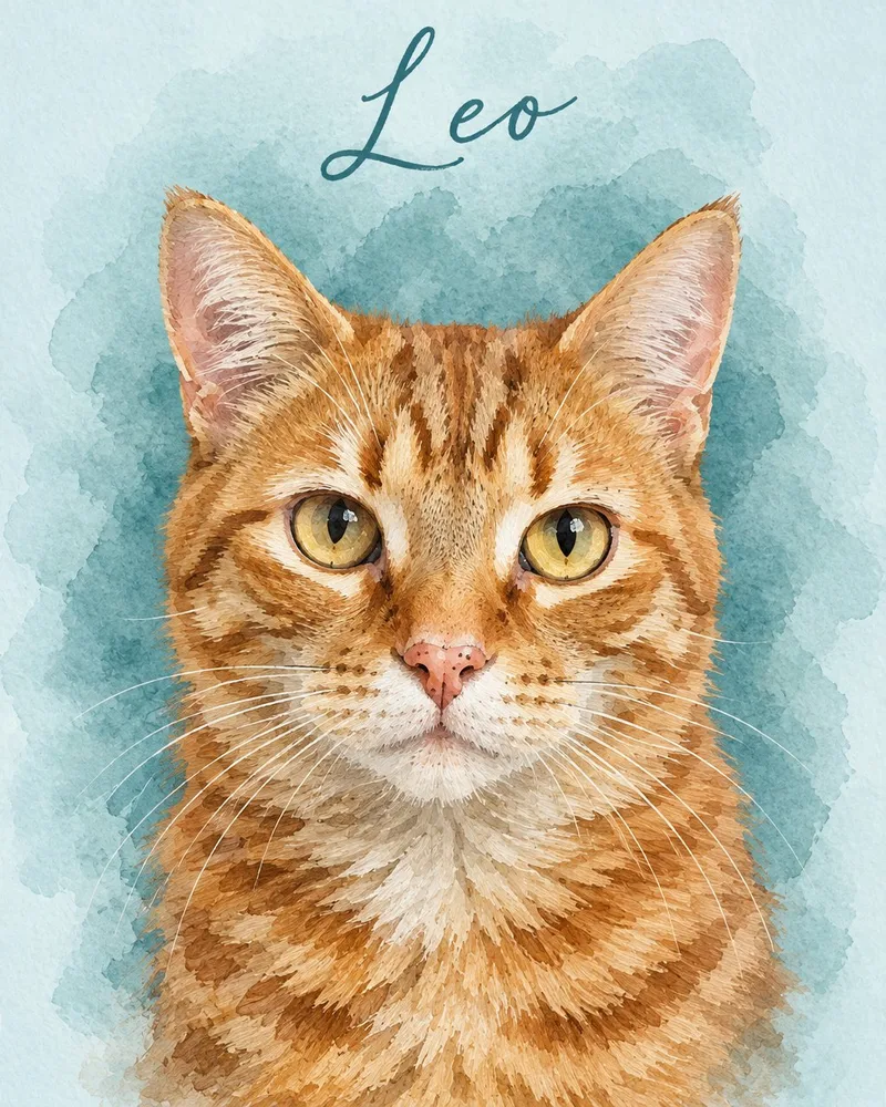 Watercolor Blue pet portrait