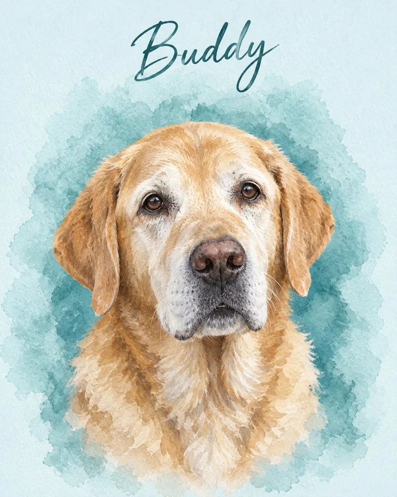 Watercolor Blue pet portrait