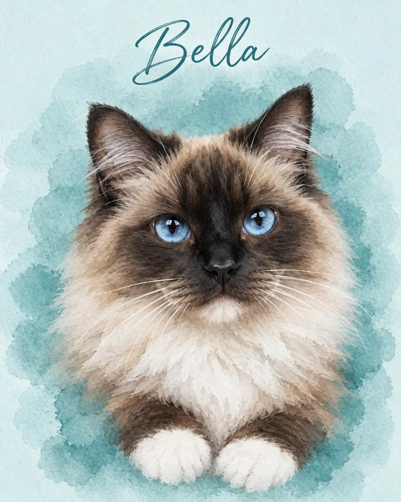 Watercolor Blue pet portrait