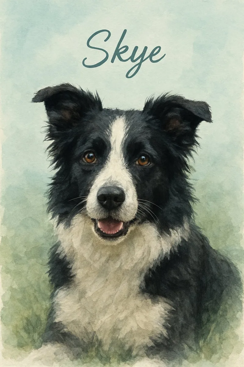 Watercolor Blue pet portrait