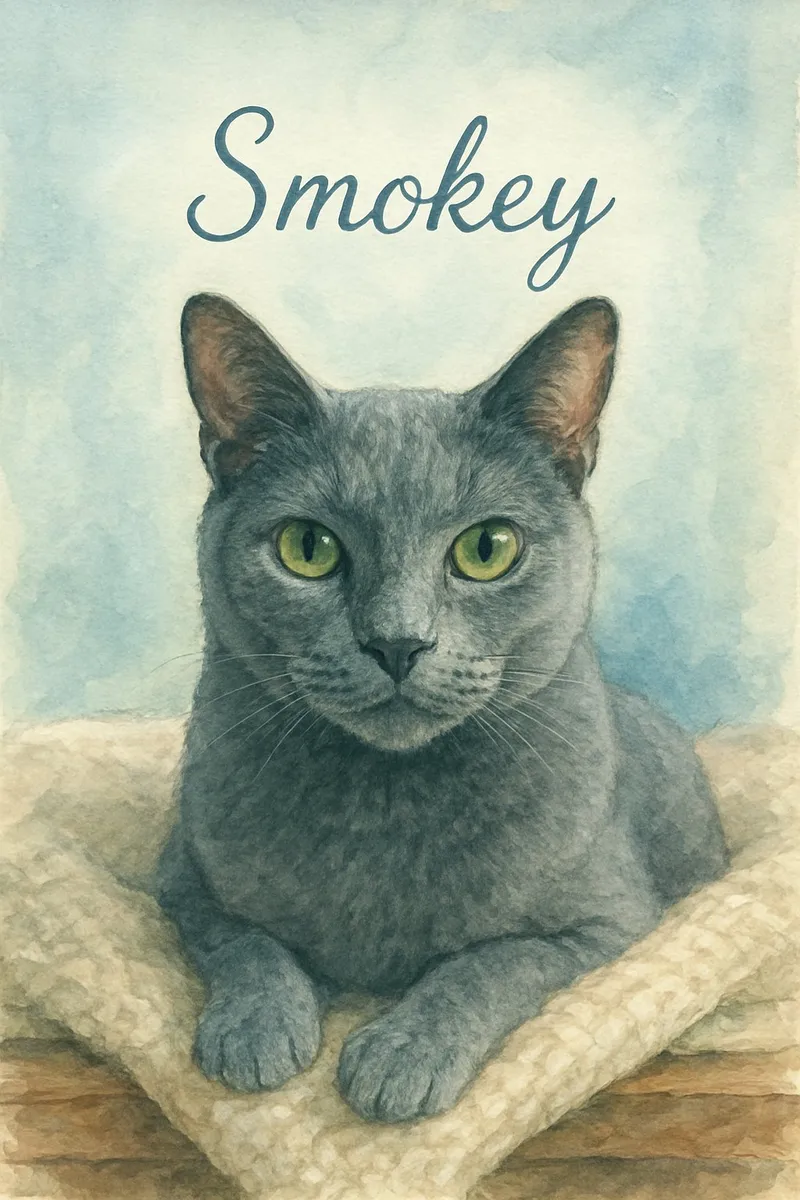 Watercolor Blue pet portrait