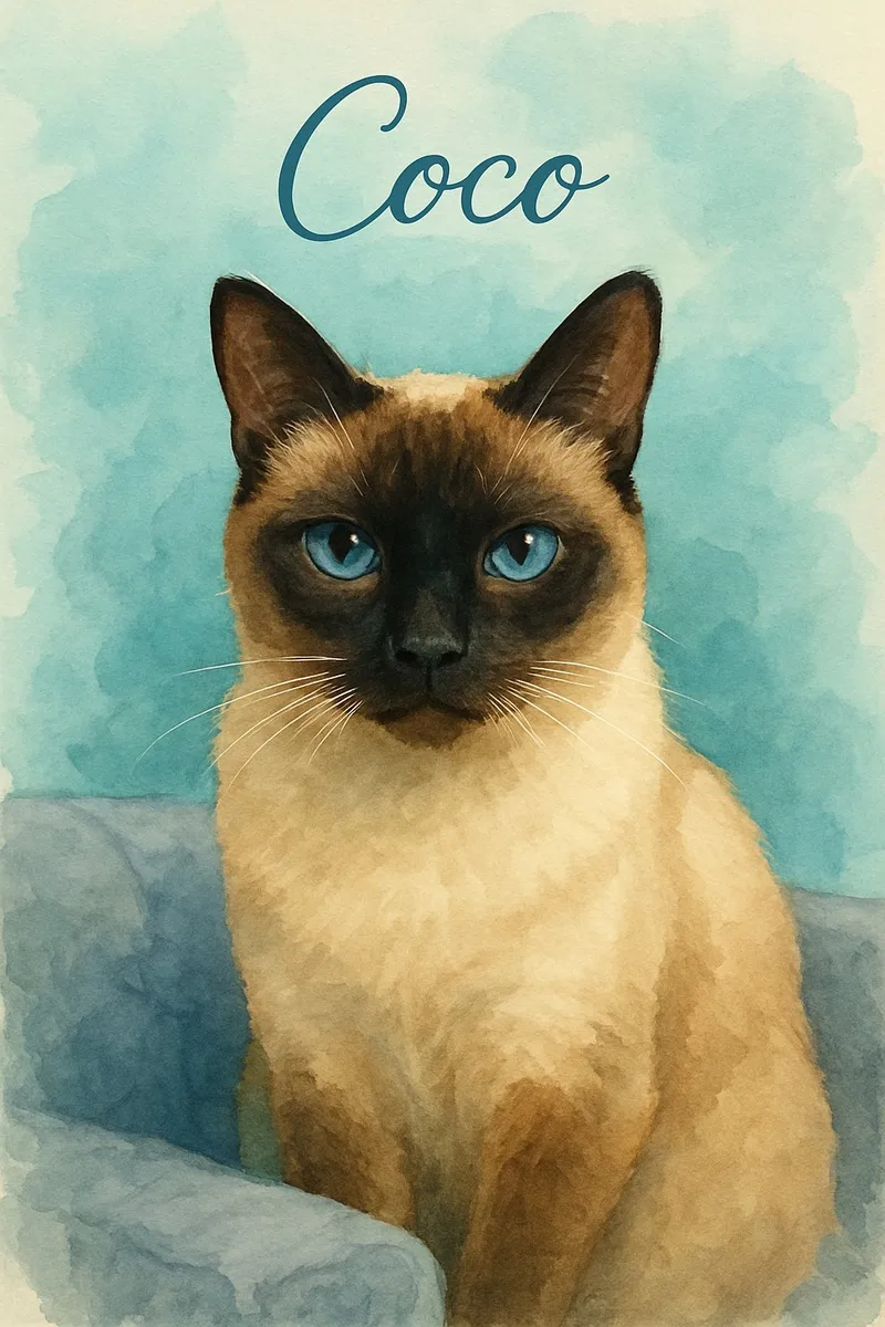 Watercolor Blue pet portrait