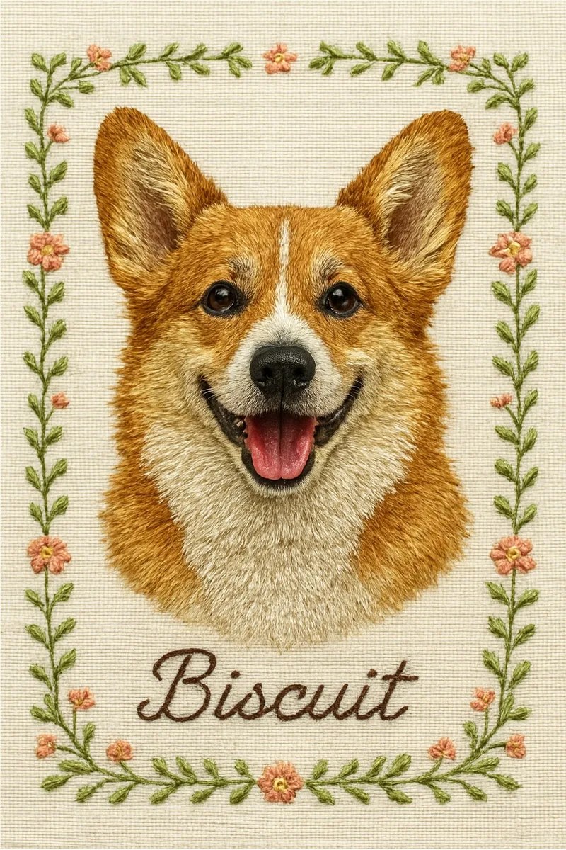 Embroidery pet portrait