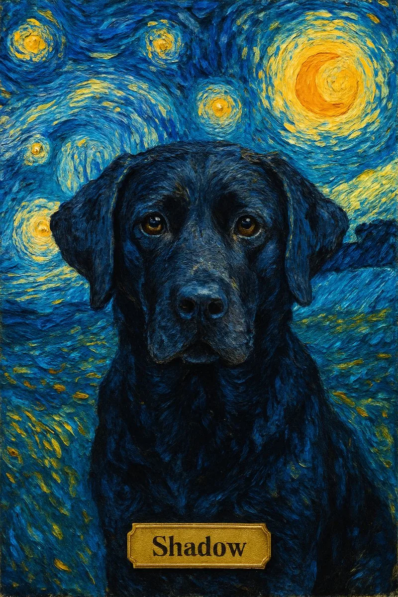 Swirling Night pet portrait example