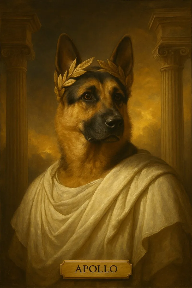 Greek God pet portrait example