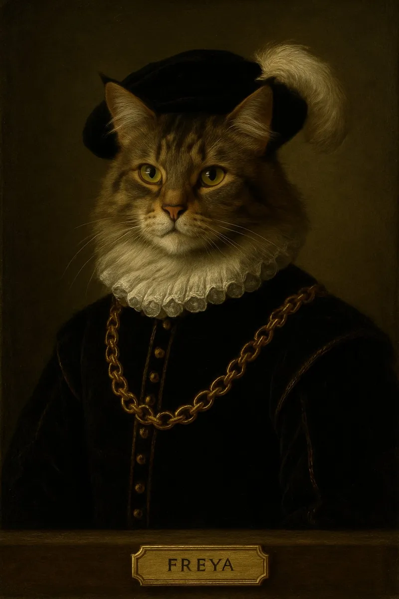 Royal Cat portrait in the Renaissance Noble style