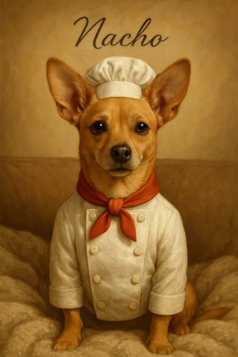 Pet Portraits with a Human Body portrait in the Dress-Up style