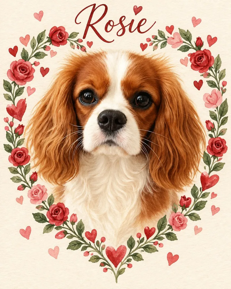 Frame of Hearts pet portrait